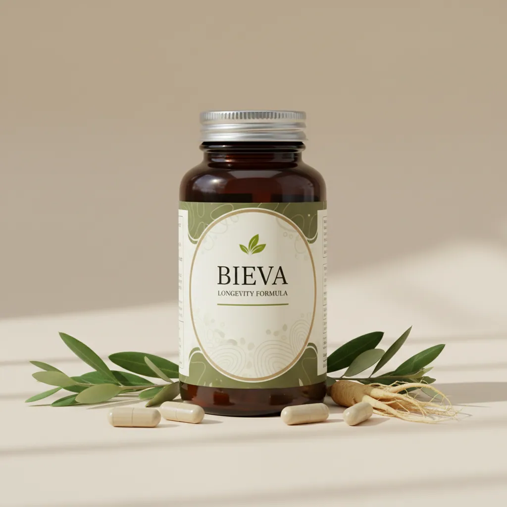 Bieva Longevity Formula - valkoinen ravintolisäpurkki, 90 kapselia